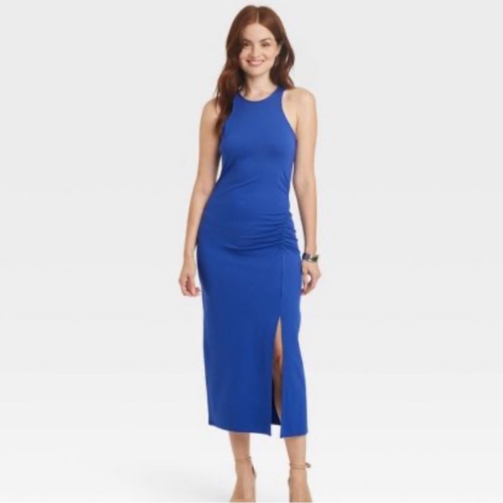 NWOT - A. New Day Vibrant Blue Midi Dress with Slit